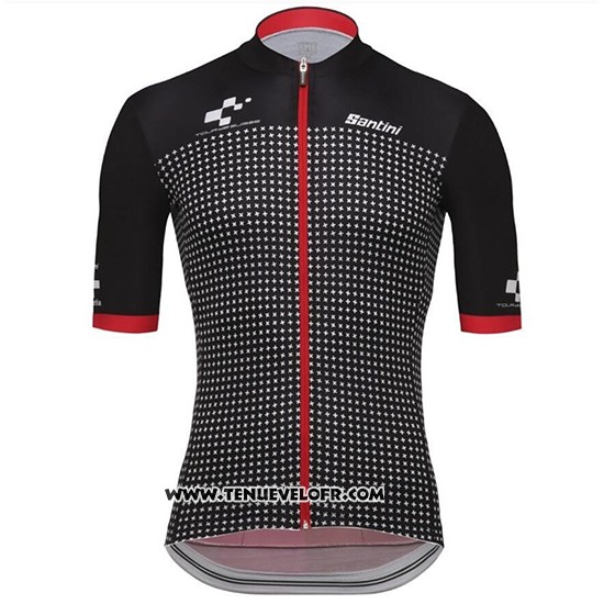 2018 Maillot Ciclismo Tour DE Suisse Helvetia Noir Rouge Manches Courtes et Cuissard